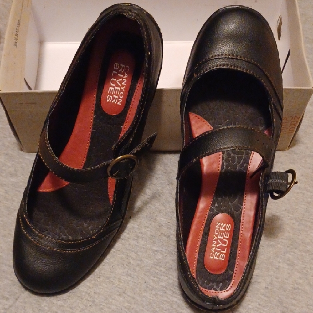 Canyon River Blues Black Mary Jane Flats